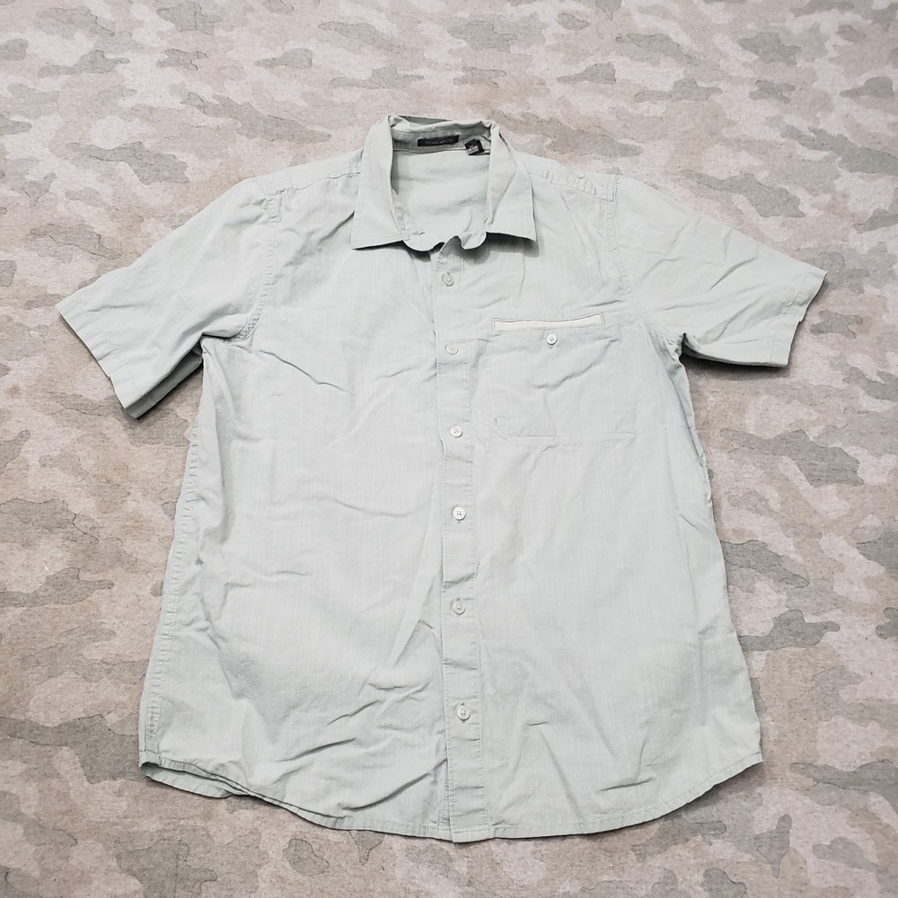 Toad&Co Shirt Mens Small Green Short Sleeve Button Up Casual Outdoor